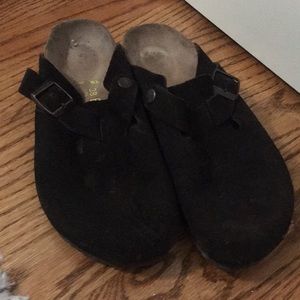 Birkenstock brown suede clogs